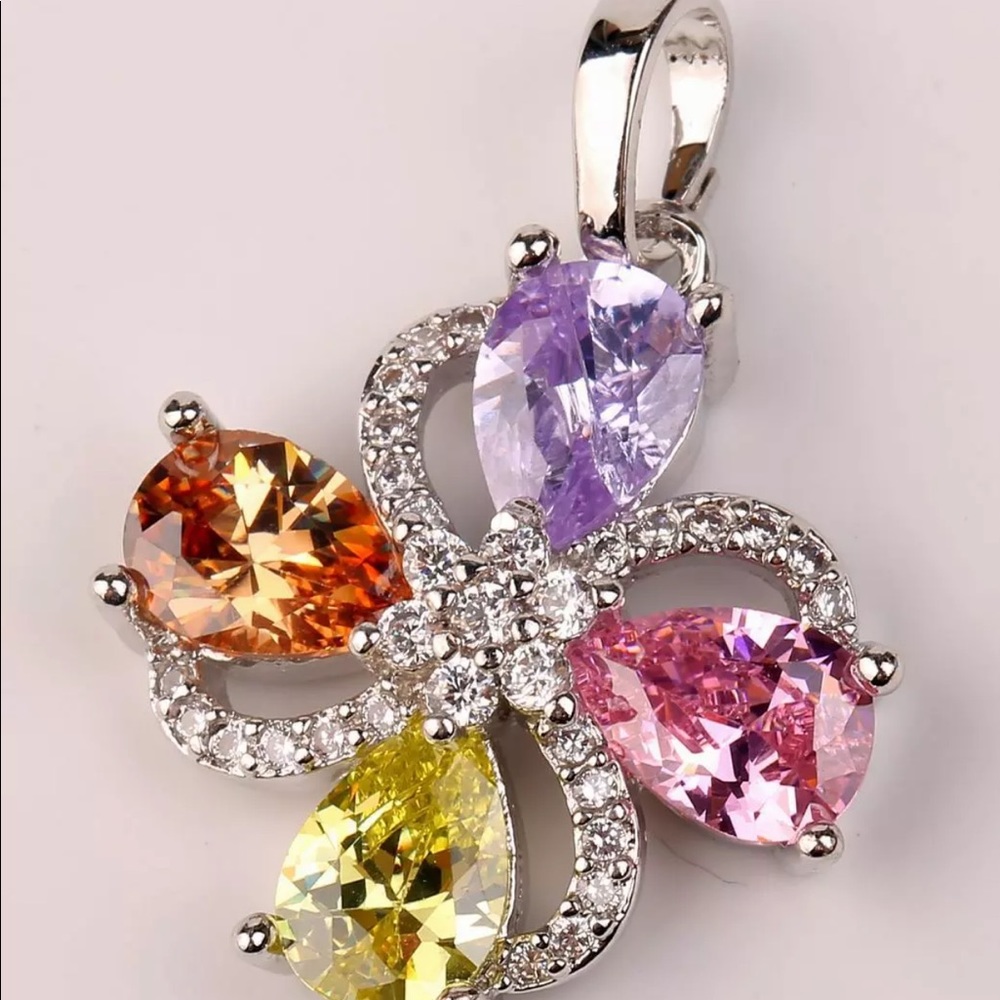 New clover morganite topaz pendant